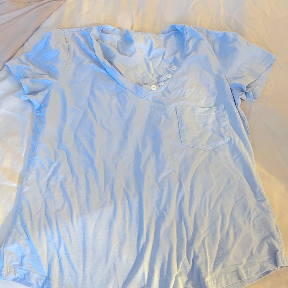 Nice sky blue t shirt button down collar